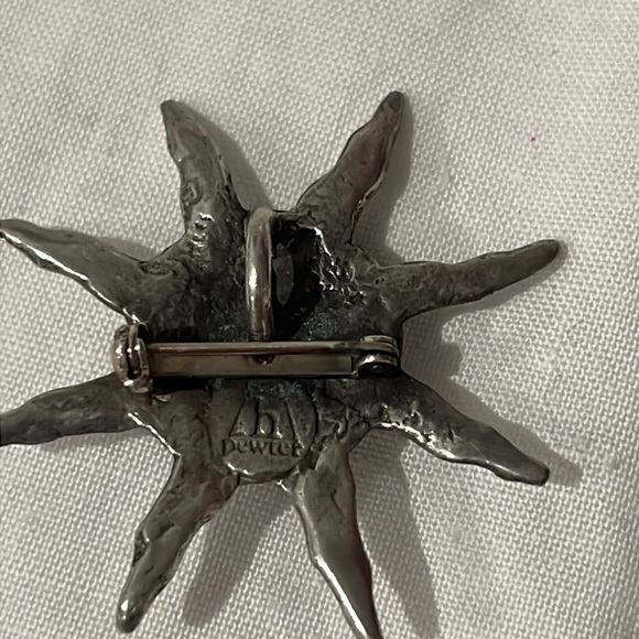 VTG H Pewter Sun necklace pendent pin  charm necklace combo boho indie rare - Picture 5 of 7